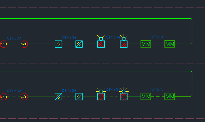 Loop tabanlı adreslenebilir yangın alarm sistemine ait eksiksiz DWG şeması. (İngilizce) - Görsel 3